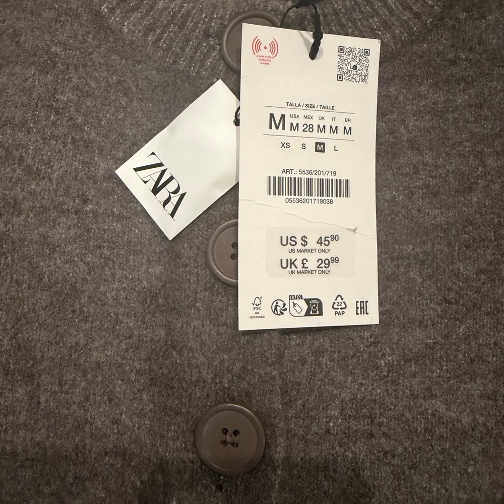 Zara Women's Cardigan / Metal Taupe Brown - Picture 3 of 5